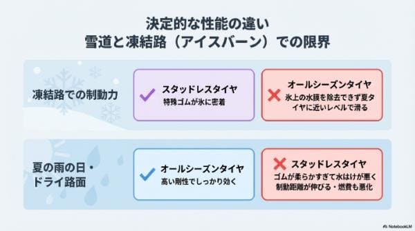 決定的な性能の違い｜雪道と凍結路（アイスバーン）での限界
