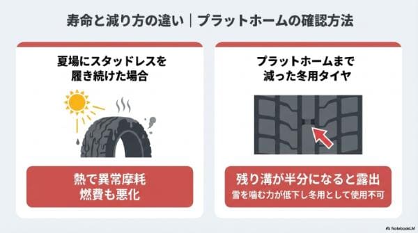 寿命と減り方の違い｜プラットホームの確認方法