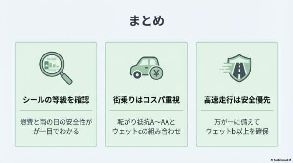 まとめ｜低燃費タイヤのラベリング制度とは？転がり抵抗とウェット性能の読み方