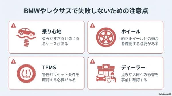 BMWやレクサスで脱ランフラットして失敗しないための注意点