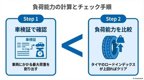 車検に通る「ロードインデックス(負荷能力)」の計算方法