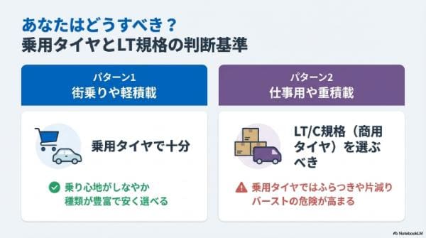 あなたはどうすべき?乗用タイヤとLT規格の判断基準