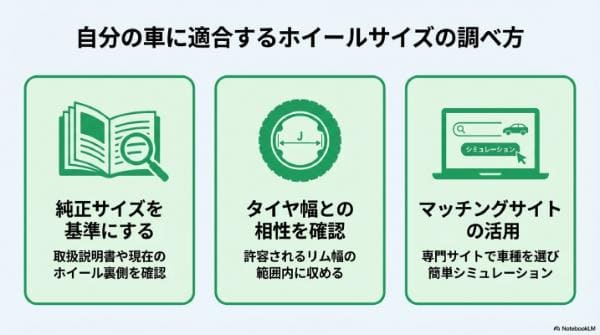 自分の車に適合するホイールサイズの調べ方