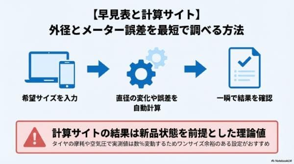 【早見表と計算サイト】外径とメーター誤差を最短で調べる方法
