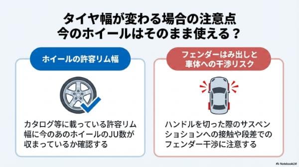 タイヤ幅が変わる場合の注意点｜今のホイールはそのまま使える？