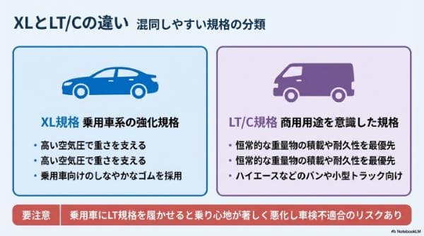 XLとLT/Cの違い｜混同しやすい規格を分けて考える