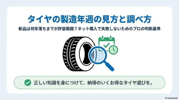 タイヤの製造年週の見方と調べ方｜新品は何年落ちまでが許容範囲？