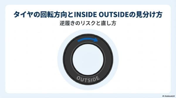タイヤの回転方向とINSIDE OUTSIDEの見分け方｜逆履きのリスクと直し方