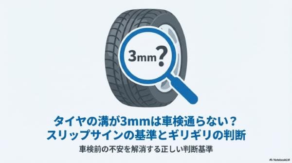 タイヤの溝が3mmは車検通らない？スリップサインの基準とギリギリの判断