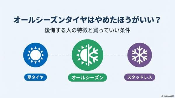 オールシーズンタイヤはやめたほうがいい？後悔する人の特徴と買っていい条件