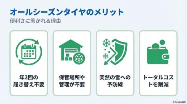 オールシーズンタイヤのメリット|便利さに惹かれる理由