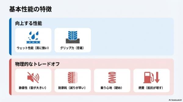 基本性能｜スポーツタイヤの静粛性・寿命・乗り心地などの特徴