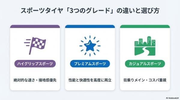 スポーツタイヤ「3つのグレード」の違いと選び方