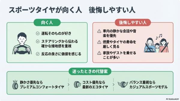 スポーツタイヤが向く人 ・後悔しやすい人