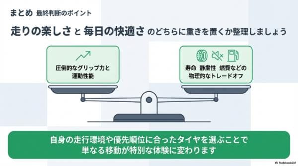 まとめ｜スポーツタイヤとは？グリップ・雨性能・乗り心地の特徴とメリット・デメリット