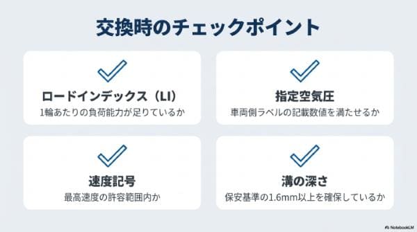交換時のチェックポイント（商用バンタイヤ（LT/C））