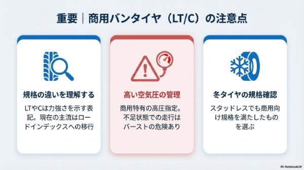 重要｜商用バンタイヤ（LT/C）の注意点