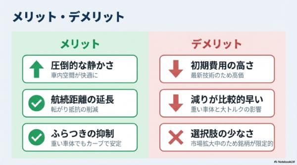 メリット・デメリット｜EV専用タイヤの得意・不得意
