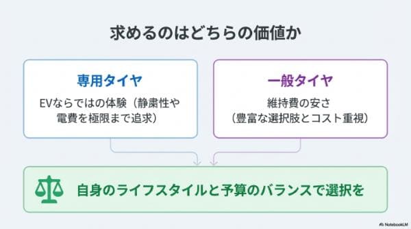 まとめ｜EV専用タイヤとは？静粛性・電費・摩耗の特徴やメリット・デメリット