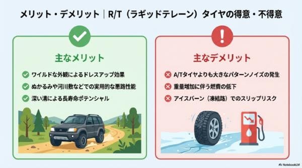 メリット・デメリット|R/T(ラギッドテレーン)タイヤの得意・不得意
