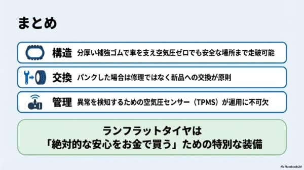 まとめ｜ランフラットタイヤとは？乗り心地・価格の特徴やメリット・デメリット