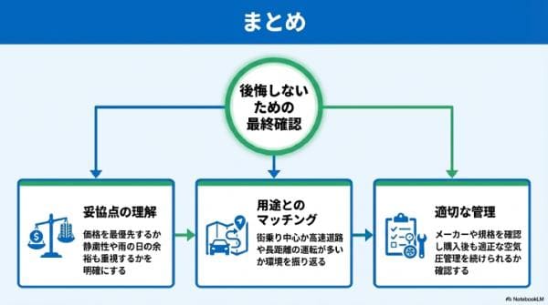 まとめ｜アジアンタイヤはやばい？なぜ安い？寿命や安全性と後悔しない判断基準