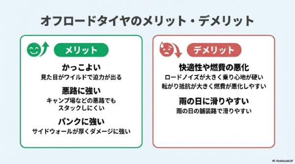 オフロードタイヤのメリット・デメリット