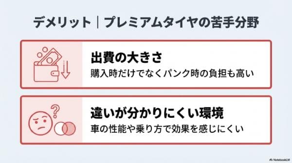 デメリット｜プレミアムタイヤの苦手分野