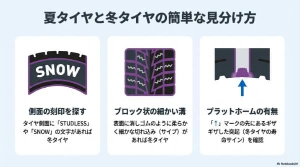 夏タイヤと冬タイヤの簡単な見分け方