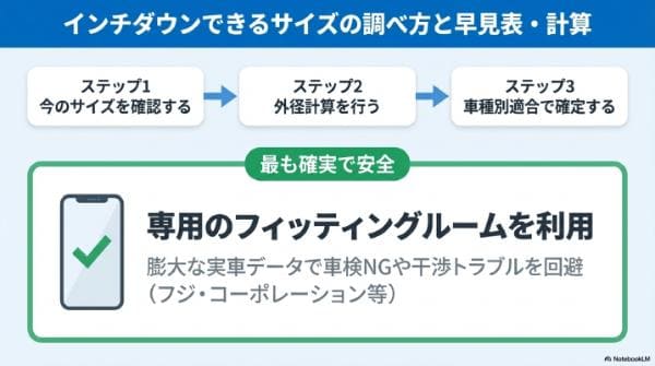 インチダウンできるサイズの調べ方と早見表・計算