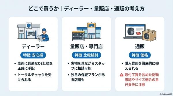 どこで買うか｜ディーラー・量販店・通販の考え方