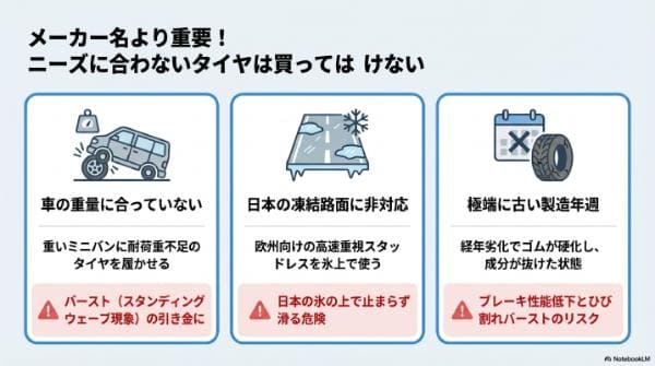メーカー名より重要！ニーズに合わないタイヤは買ってはいけない