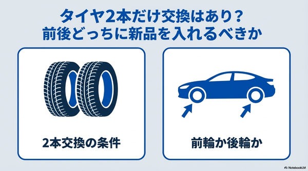 タイヤ2本だけ交換はあり？前後どっちに新品を入れるべきか