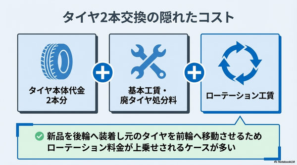 値段はいくら?タイヤ2本だけ交換した場合の費用相場