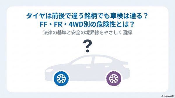 タイヤは前後で違う銘柄でも車検は通る？FF・FR・4WD別の危険性とは？