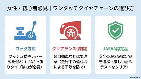 女性・初心者必見｜ワンタッチタイヤチェーンの選び方